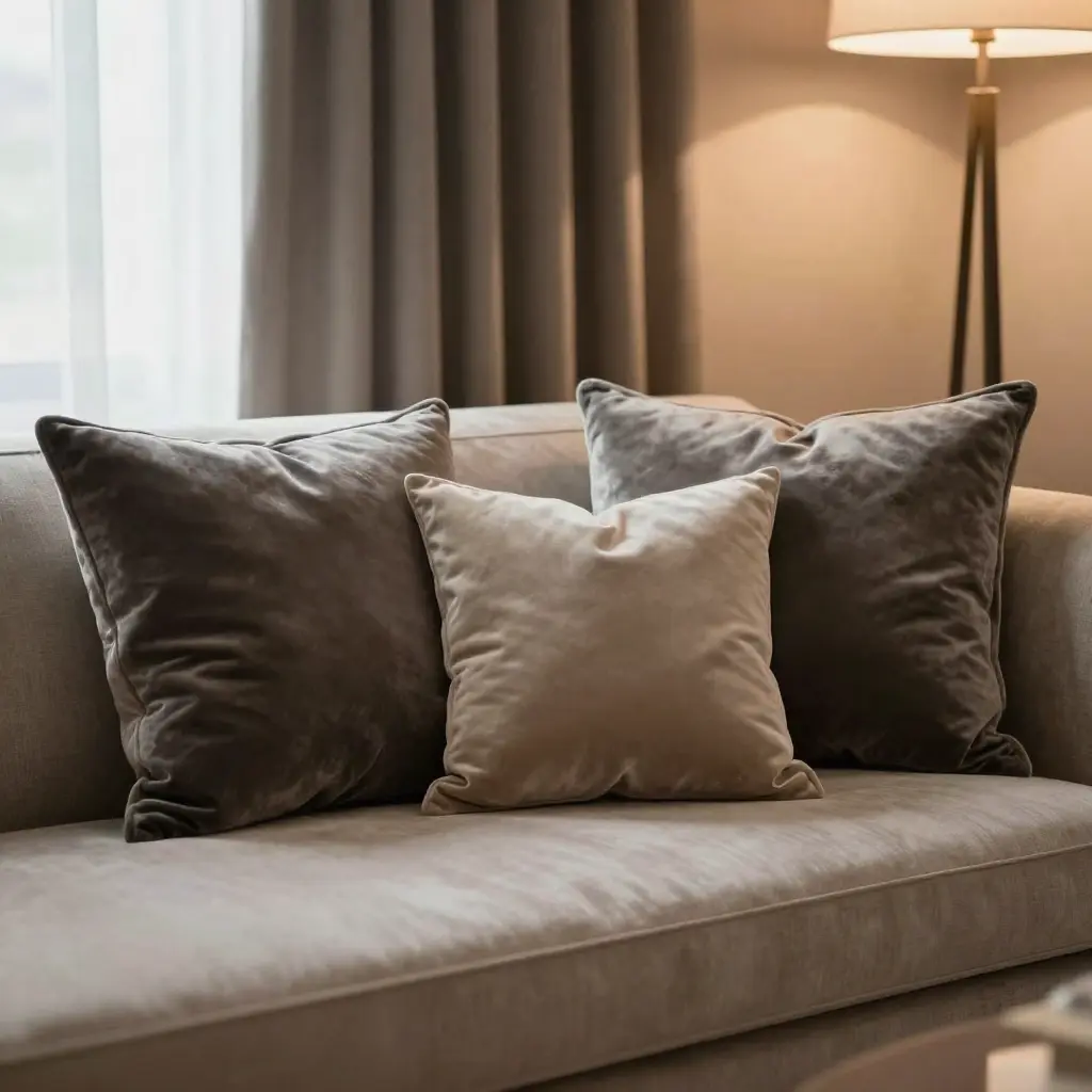 Elegant interior design with textiles and lighting